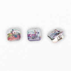 ESPEJO DOBLE ALUMINIO CHICAS ACUARELA CON BOLSA RAMILLETE Y LAZO