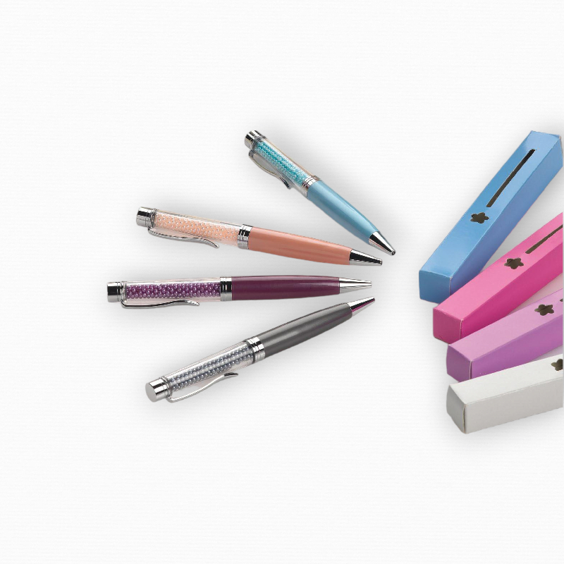 BOLÍGRAFO METAL PERLITAS EN CAJA DE REGALO