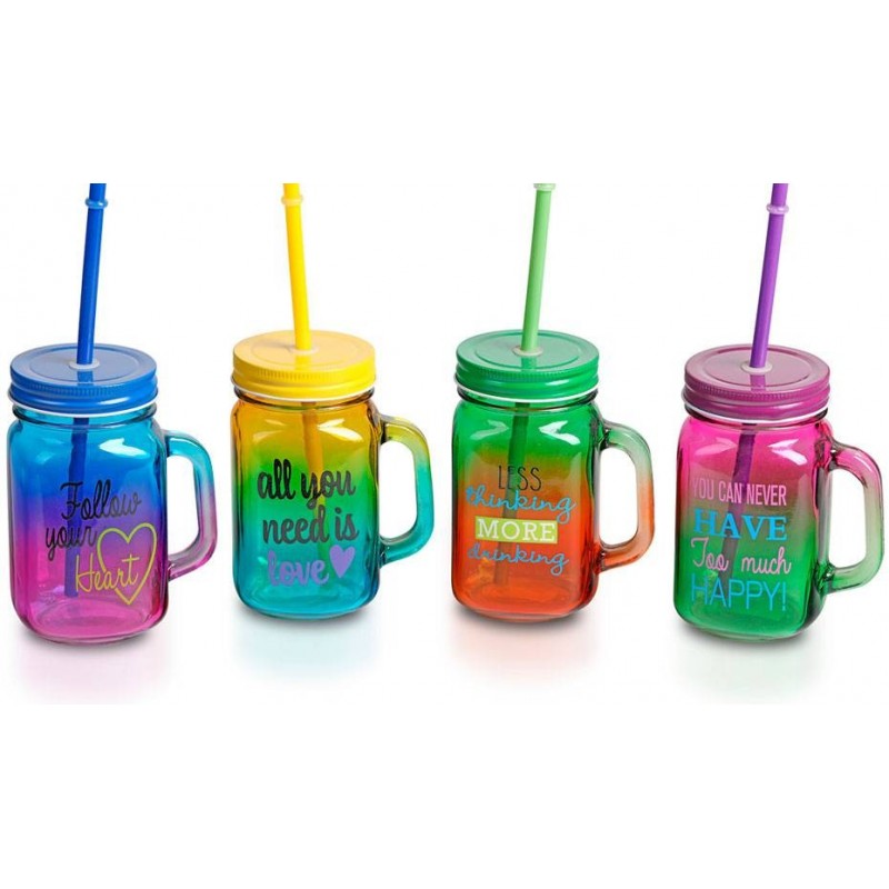 JARRA DE CRISTAL CON CAÑA MULTICOLOR ALL YOU NEED