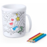 TAZA PARA COLOREAR 320 ML + 4 LÁMINAS + LÁPICES
