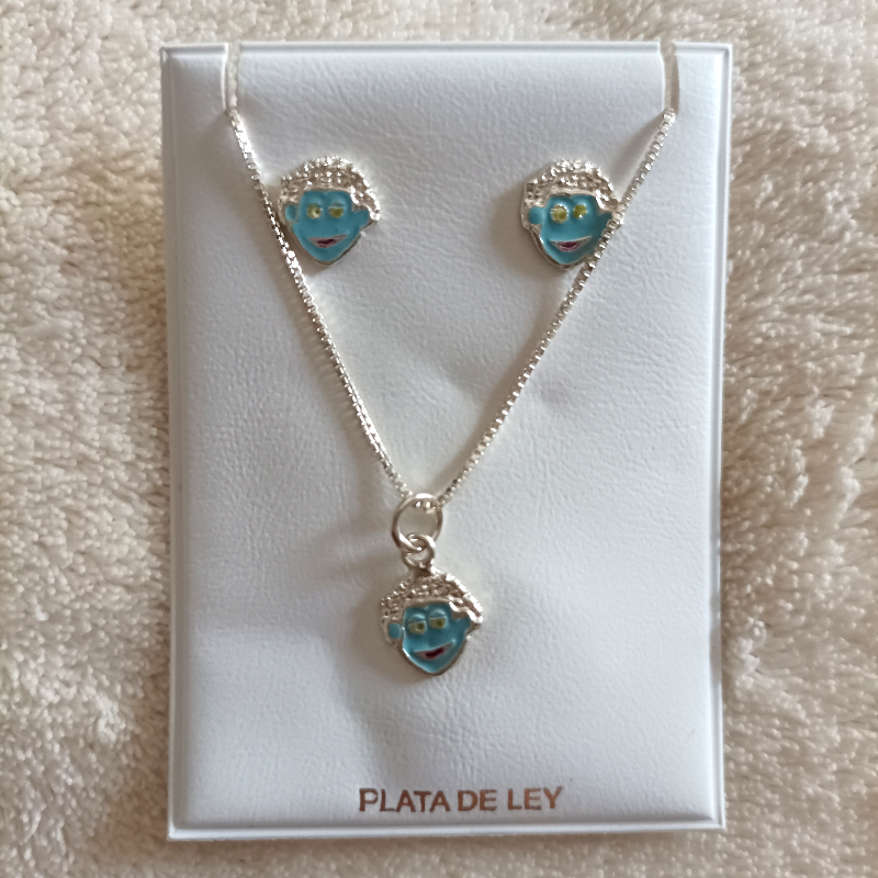 CONJUNTO PLATA CARA AZUL