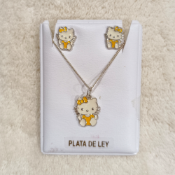 CONJUNTO PLATA GATITA LAZO