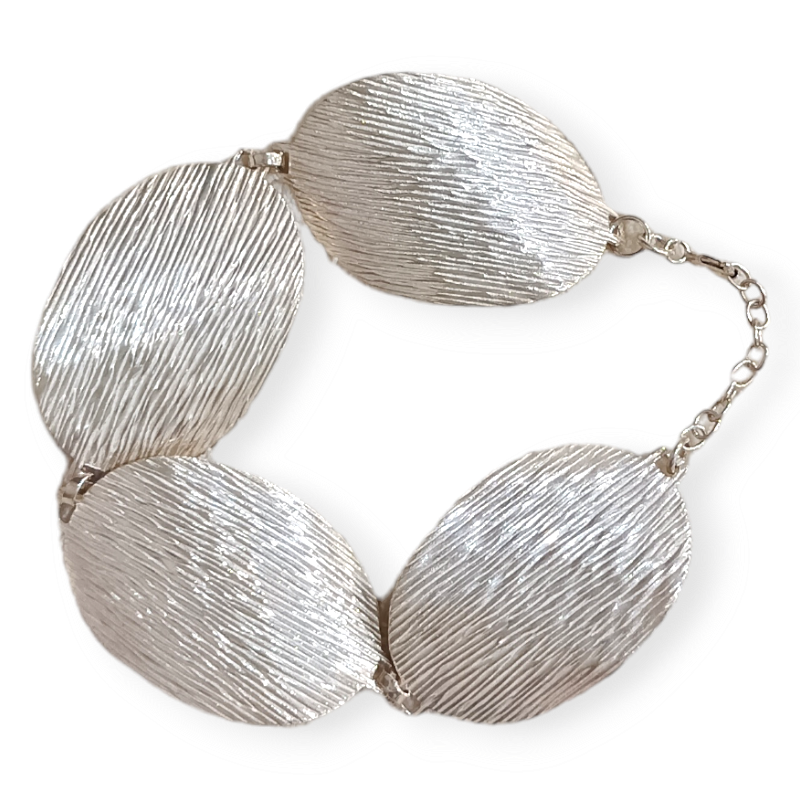 PULSERA DE PLATA ÓVALOS ESTRIADOS
