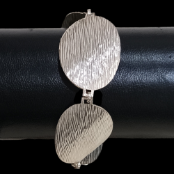 PULSERA DE PLATA ÓVALOS ESTRIADOS
