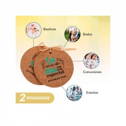SET 2 POSAVASOS CORCHO FRASES