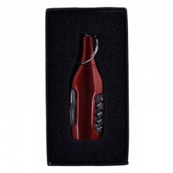 LLAVERO BOTELLA NAVAJA + MULTIUSOS EN CAJA ROJO
