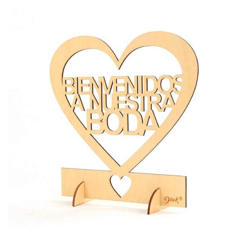 CARTEL MADERA "BIENVENIDOS A NUESTRA BODA"