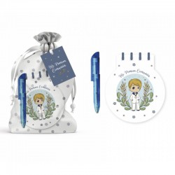 LIBRETA + BOLI MI PRIMERA COMUNIÓN EN BOLSITA AZUL