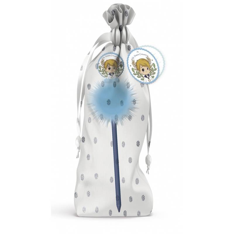 BOLÍGRAFO CON POMPÓM NIÑO COMUNIÓN EN BOLSITA