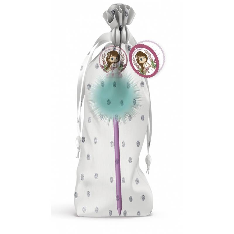 BOLÍGRAFO CON POMPÓM NIÑA COMUNIÓN EN BOLSITA