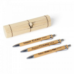 BOLÍGRAFO DE MADERA EN CAJA DE BAMBÚ