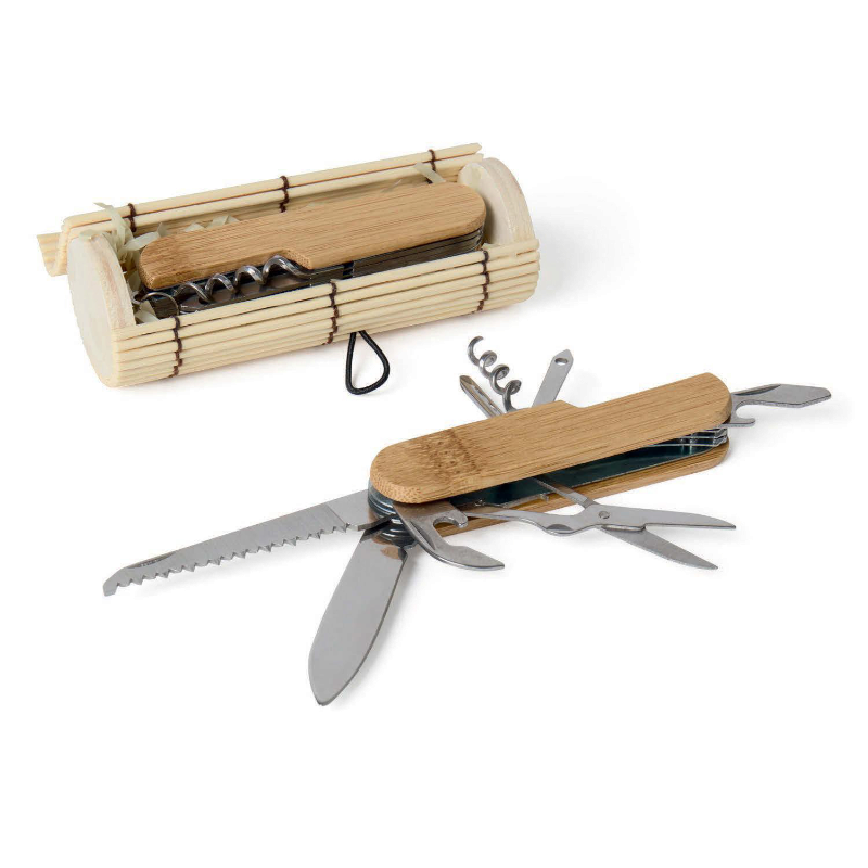 NAVAJA MULTIUSOS EN CAJA DE BAMBÚ