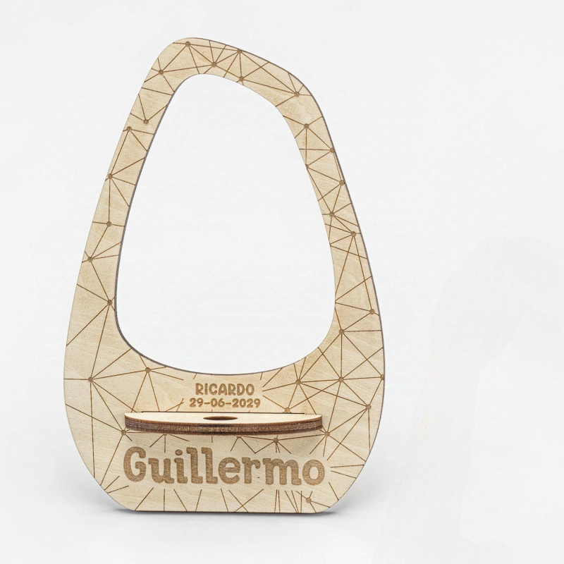 SOPORTE MÓVIL DIBUJOS GEOMÉTRICOS PERSONALIZADO NOMBRE INVITADO Y NOVIOS