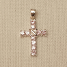 COLGANTE CRUZ DE PLATA CON CIRCONITAS ROSAS