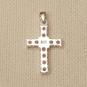 COLGANTE CRUZ DE PLATA CON CIRCONITAS ROSAS