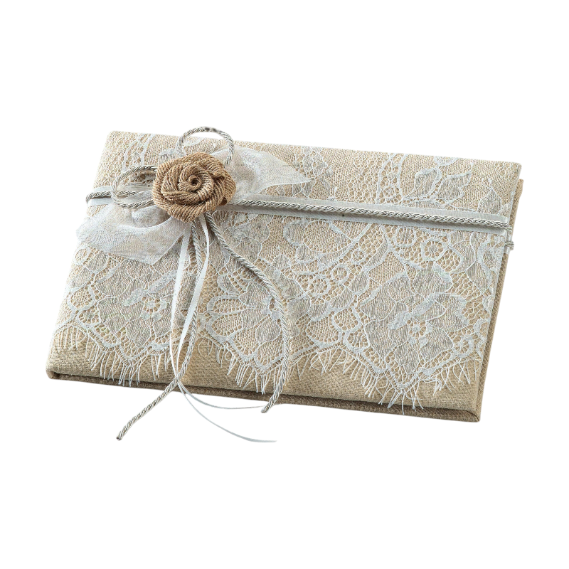 LIBRO DE FIRMAS PUNTILLA FLOR RÚSTICA