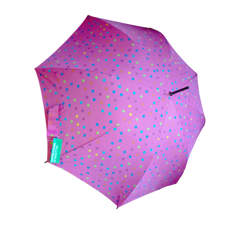 PARAGUAS FUCSIA CON LUNARES DE COLORES