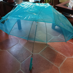 PARAGUAS LARGO TRANSPARENTE AZUL