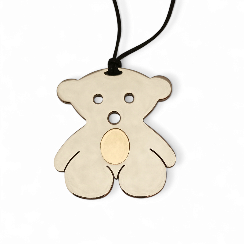 COLGANTE OSO ACERO CON CORDÓN