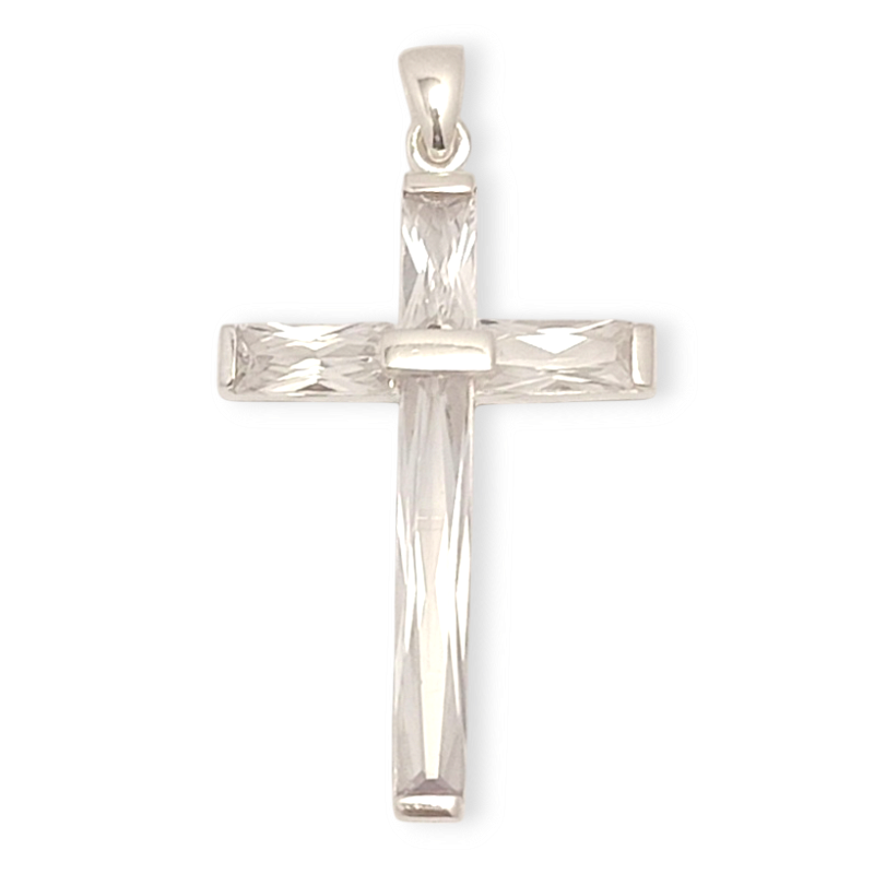 COLGANTE CRUZ DE PLATA CON CIRCONITAS