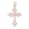 COLGANTE CRUZ DE PLATA CON CIRCONITAS ROSA