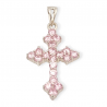 COLGANTE CRUZ DE PLATA CON CIRCONITAS ROSA