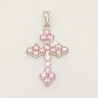 COLGANTE CRUZ DE PLATA CON CIRCONITAS ROSA