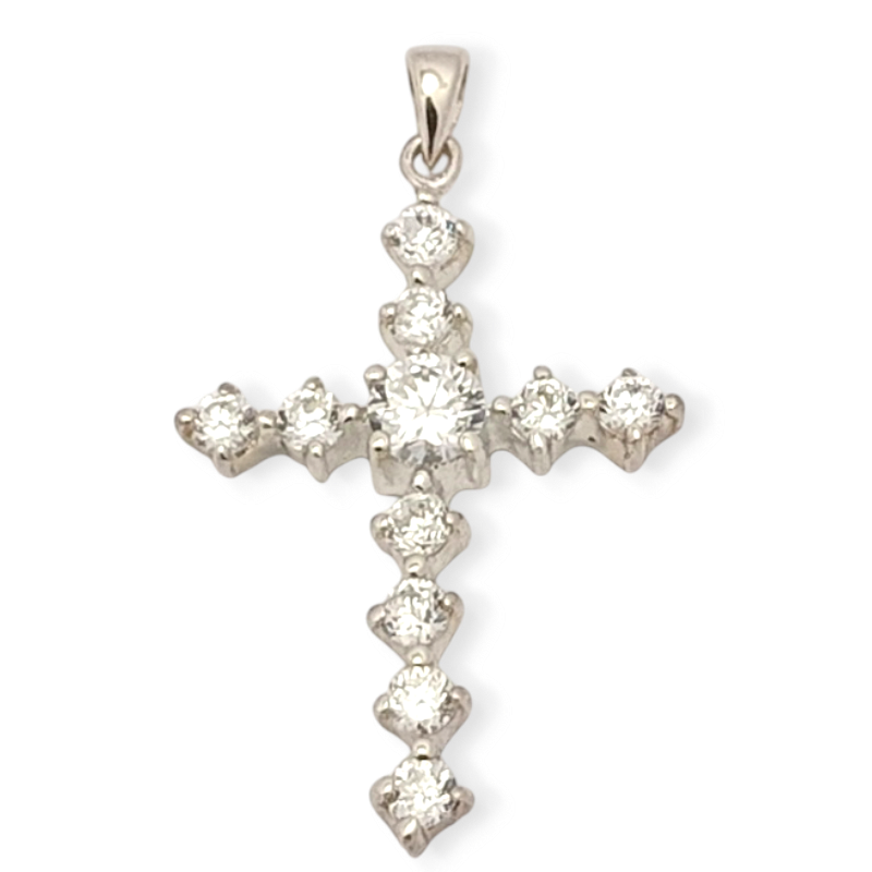 COLGANTE CRUZ DE PLATA CON CIRCONITAS