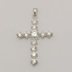 COLGANTE CRUZ DE PLATA CON CIRCONITAS