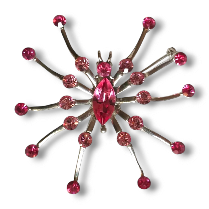 BROCHE ARAÑA CIRCONITAS ROSA