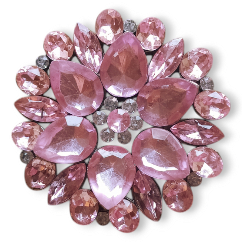 BROCHE FLOR CRISTALES ROSA