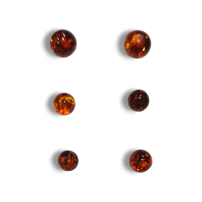 PENDIENTES BOLA ÁMBAR Y PLATA