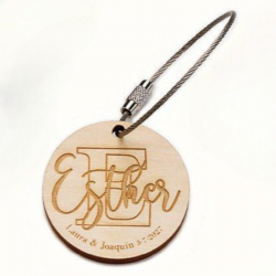 LLAVERO MADERA PERSONALIZADO NOMBRE INVITADO Y NOVIOS