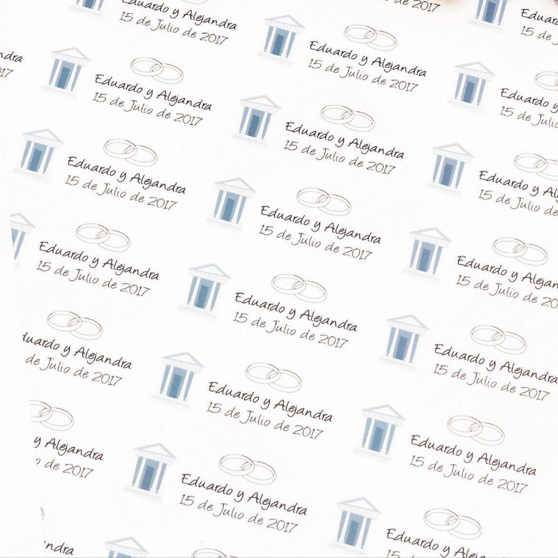 SET 44 ETIQUETAS ADHESIVAS TRANSPARENTES BODA AYUNTAMIENTO GRABADAS