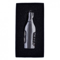 LLAVERO BOTELLA NAVAJA + MULTIUSOS EN CAJA PLATA