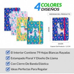 LIBRETA "LLAMAS" CON CIERRE DE BANDA ELÁSTICA