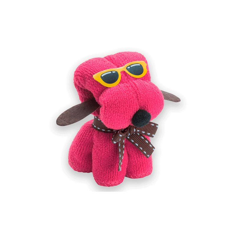 TOALLA PERRITO ROSA MICROFIBRA EN CAJA DE REGALO