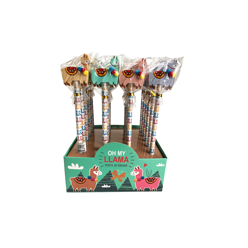 LOTE 24 LÁPICES DE MADERA CON BORRADOR "LLAMAS"