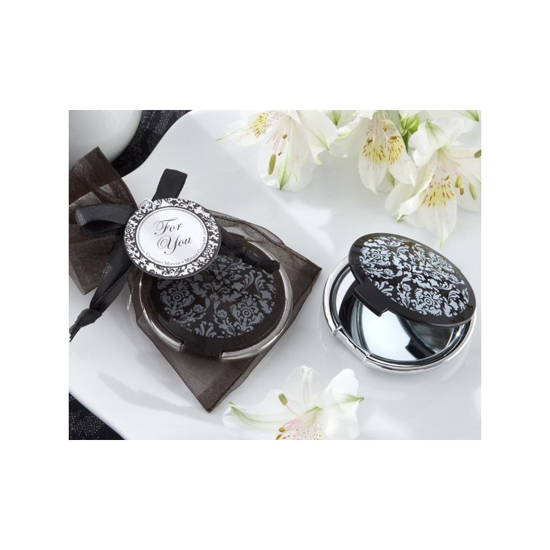 ESPEJO BLACK "GLAM" EN BOLSA DE ORGANZA NEGRA